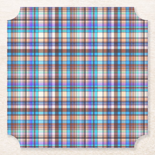 Plaid Fabric Checkered Print Pattern-57688 Paper Coaster (Front)