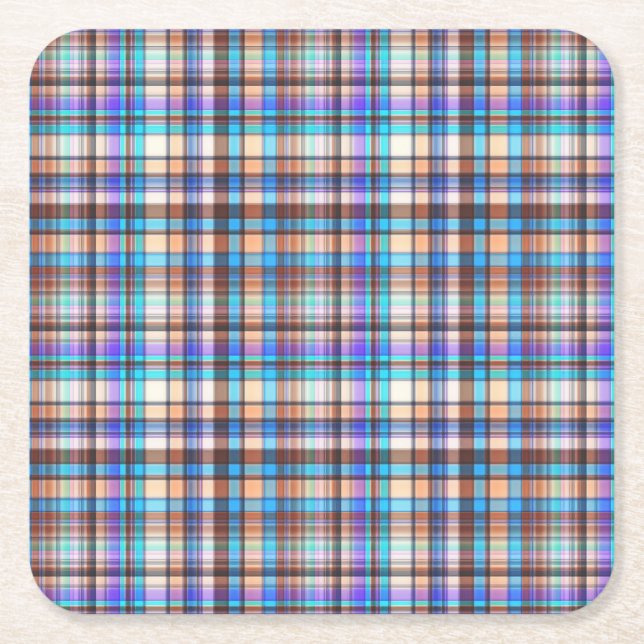 Plaid Fabric Checkered Print Pattern-57688 Square Paper Coaster (Front)