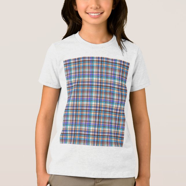 Plaid Fabric Checkered Print Pattern-57688 Tri-Blend Shirt (Front)