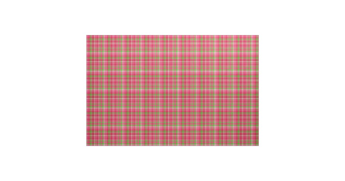 Plaid Fabric-Neon Green and Pink 01 Fabric | Zazzle