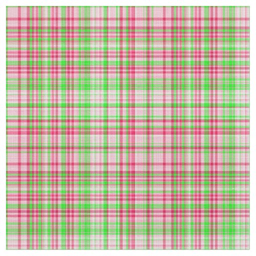 Plaid Fabric-Neon Green and Pink 08 Fabric