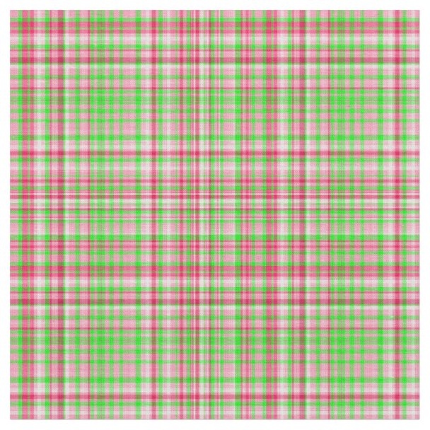 pink green plaid fabric | Zazzle