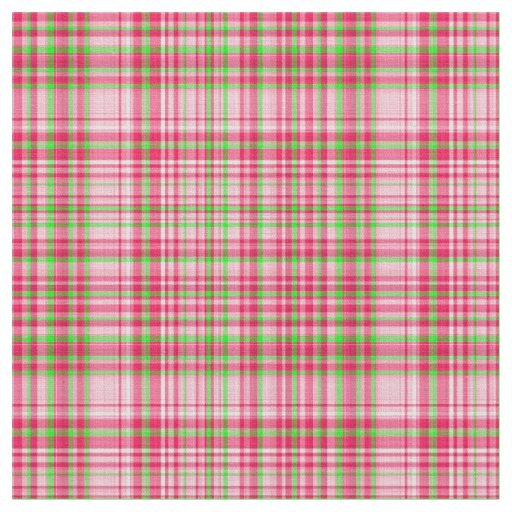 Plaid Fabric-Neon Green and Pink 47 Fabric