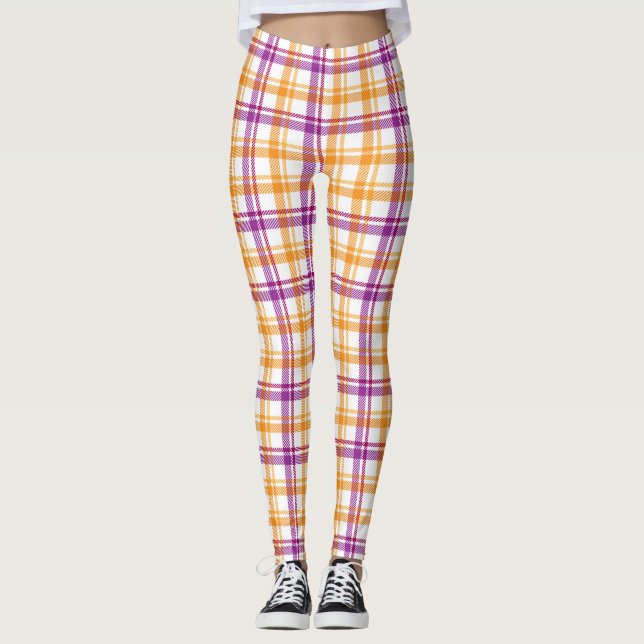 plaid fabric pattern Leggings (Front)