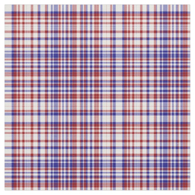 Plaid Fabric-Red White and Blue 44 Fabric (Close Up)