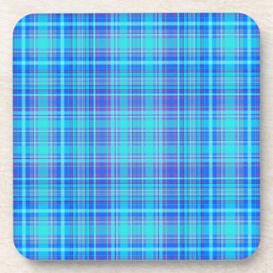 Plaid Fabric Texture Blue Stripes-44008 Beverage Coaster