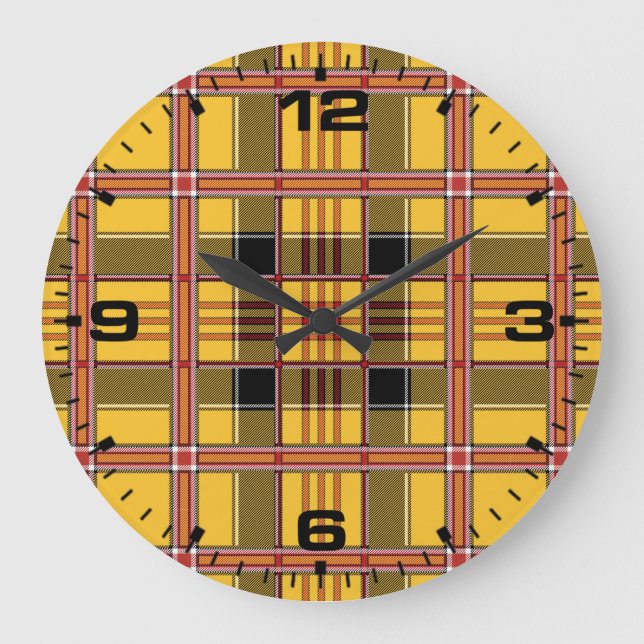 Plaid Fabric Texture Brown Stripes-52628 Large Clock (Front)