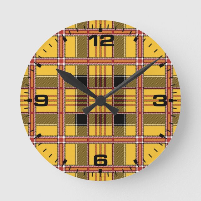 Plaid Fabric Texture Brown Stripes-52628 Round Clock (Front)