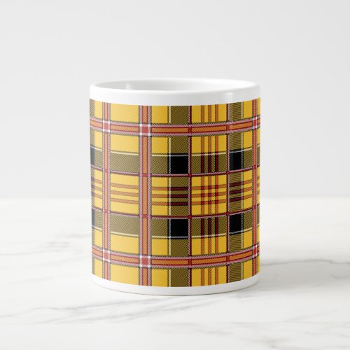 Plaid Fabric Texture Brown Stripes Giant Coffee Mug