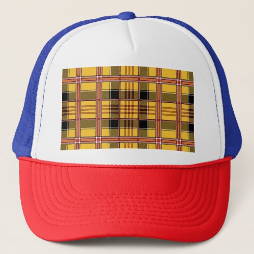 Plaid Fabric Texture Brown Stripes Trucker Hat
