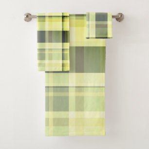 Plaid Fall Shades Greens, Grey, Buttercream Bath Towel Set