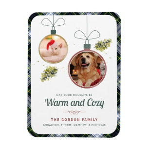 Plaid Family Christmas Pet Photos Gordon Tartan Magnet