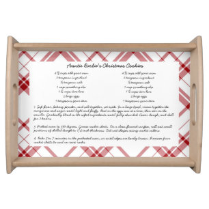 Plaid Family Recipe Keepsake Christmas Present Serving Tray