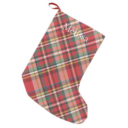 Plaid Farmhouse Red Check Rustic Holidays Small Christmas Stocking