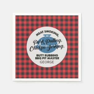 Plaid Fathers Day Rustic BBQ Dad Personalized Napkins