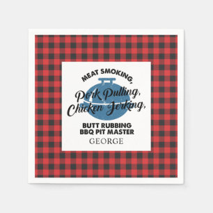 Plaid Fathers Day Rustic BBQ Dad Personalized Napkins