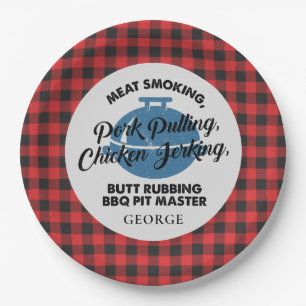 Plaid Fathers Day Rustic BBQ Dad Personalized Paper Plates