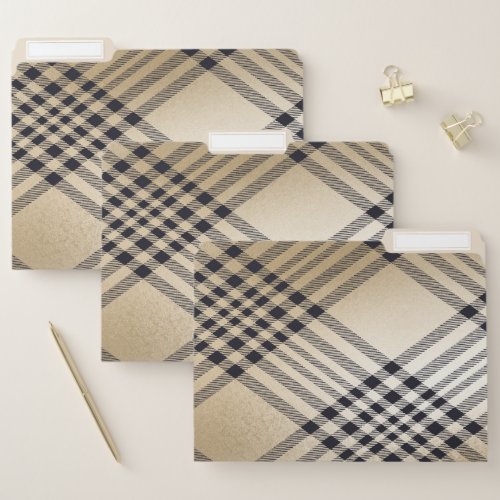 Plaid faux gold navy tartan pattern elegant chic file folder