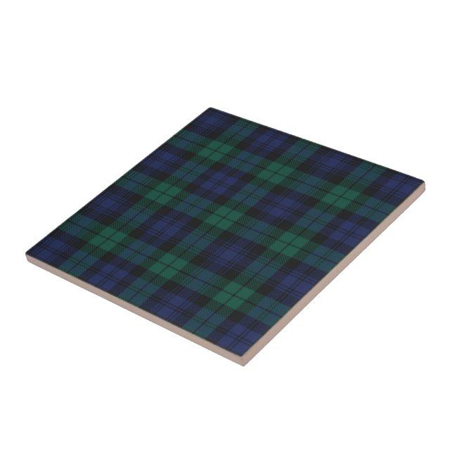 Plaid Festive Classic Rustic Green Tartan Ceramic Tile (Side)