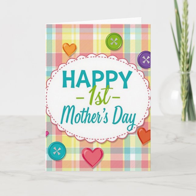 Plaid First Mothers Day Card (Front)