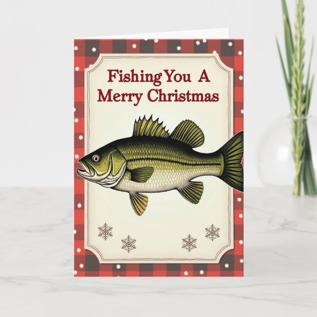 Plaid Fish Christmas Card (Front)