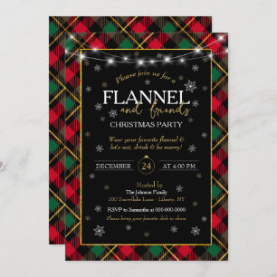 Plaid Flannel and Friends Christmas Party Invitation