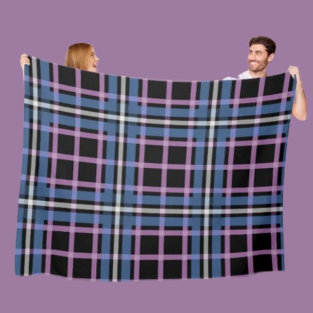 Plaid Fleece Blanket – Blue & Lavender Checkered (Creator Uploaded)