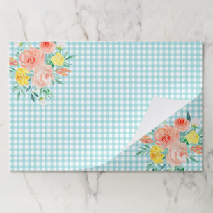Plaid Floral Retro Watercolor Paper Placement Paper Pad