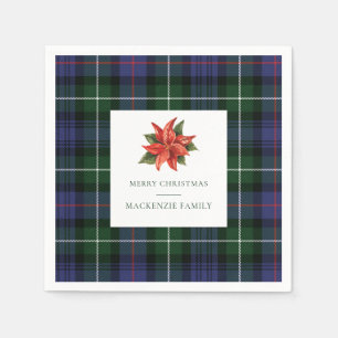 Plaid Floral Rustic Botanical Christmas Tartan Napkins
