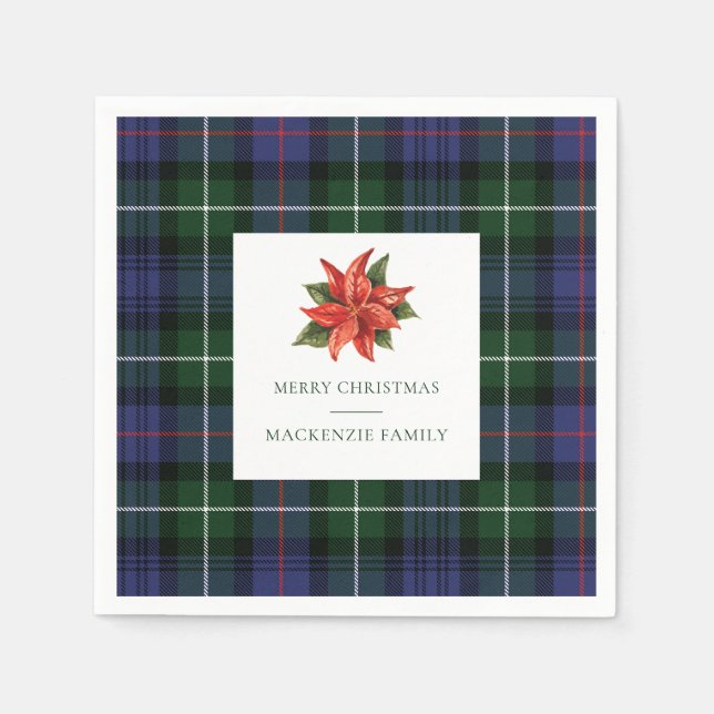 Plaid Floral Rustic Botanical Christmas Tartan Napkins (Front)