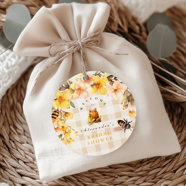  Plaid Floral She Found Her Honey Bridal Classic Round Sticker (Creator Uploaded)