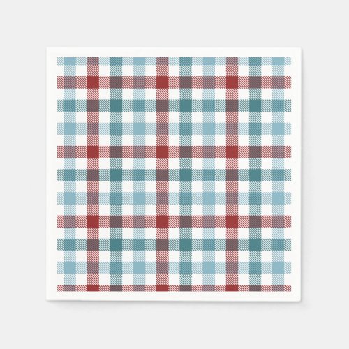Plaid For Christmas Words Holiday Paper Napkin