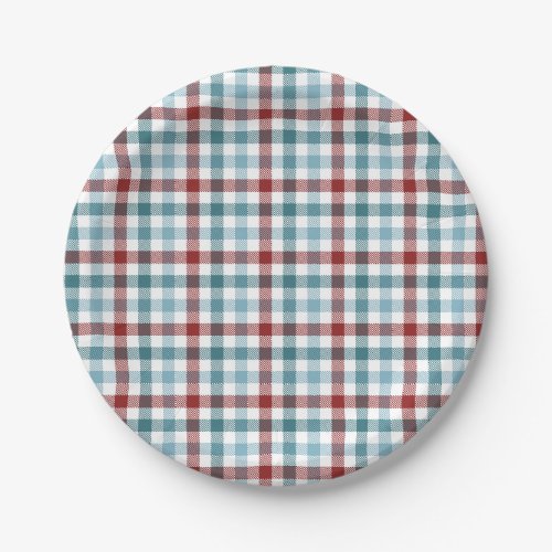 Plaid For Christmas Words Holiday Paper Plate