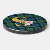 Plaid Foral Monogram Name Initial Tartan Wireless Charger (Front 2)