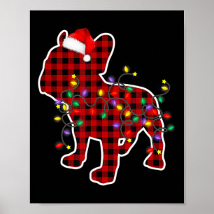 Plaid French Bulldog Christmas Pajamas Family Dog Poster