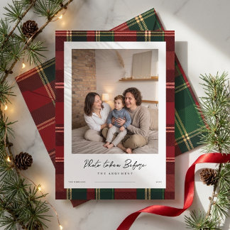 Plaid Funny Humorous Family Photo Christmas Holiday Card