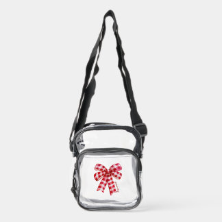 Plaid game day bow cute women clear crossbody bag