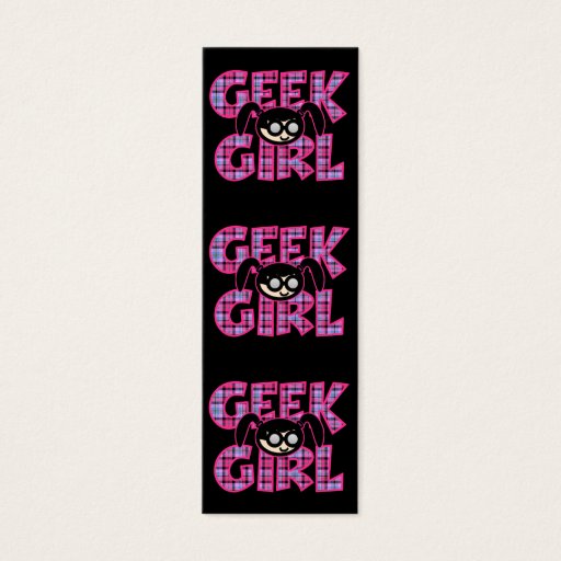 Customizable Plaid Geek Girl with Graphic Bookmark Business Card Templates