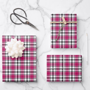 Plaid Gift Wrap in Pink, White and Black HAMbyWG