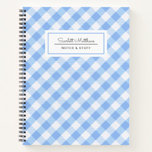 Plaid Gingham Blue Pattern Name Notebook