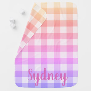 Plaid Gingham Country Pink Modern Baby Girl Blanket