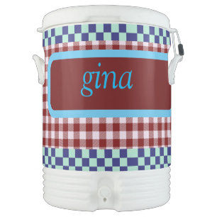 Plaid Gingham Personalized Beverage Cooler