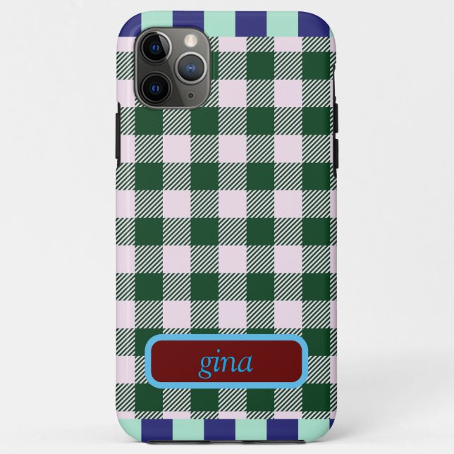 Plaid Gingham Personalized Case-Mate iPhone Case (Back)