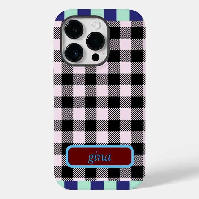 Plaid Gingham Personalized Case-Mate iPhone Case (Back)