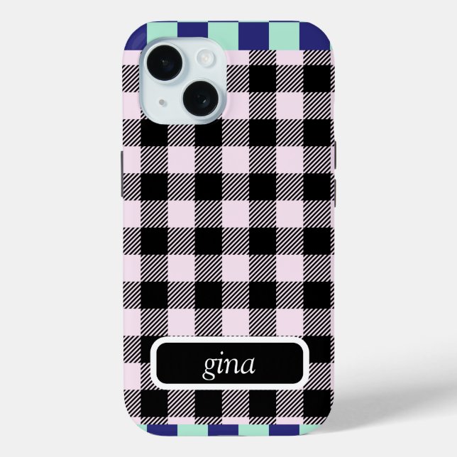 Plaid Gingham Personalized Case-Mate iPhone Case (Back)