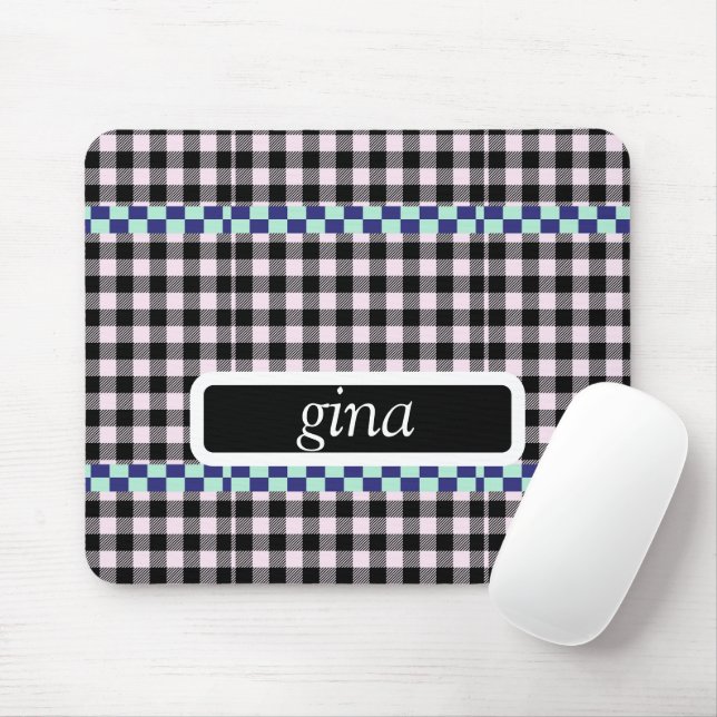 Plaid Gingham Personalized Mouse Pad (With Mouse)