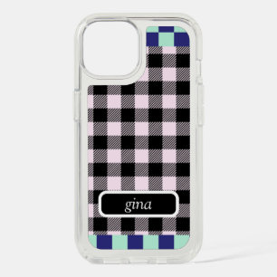 Plaid Gingham Personalized iPhone 15 Case