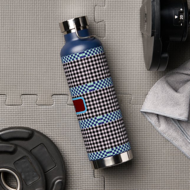 Plaid Gingham Personalized Water Bottle (Gym)