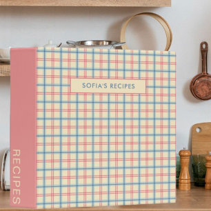 Plaid Gingham Pink Favorite Receipt Rustic 3 Ring Binder