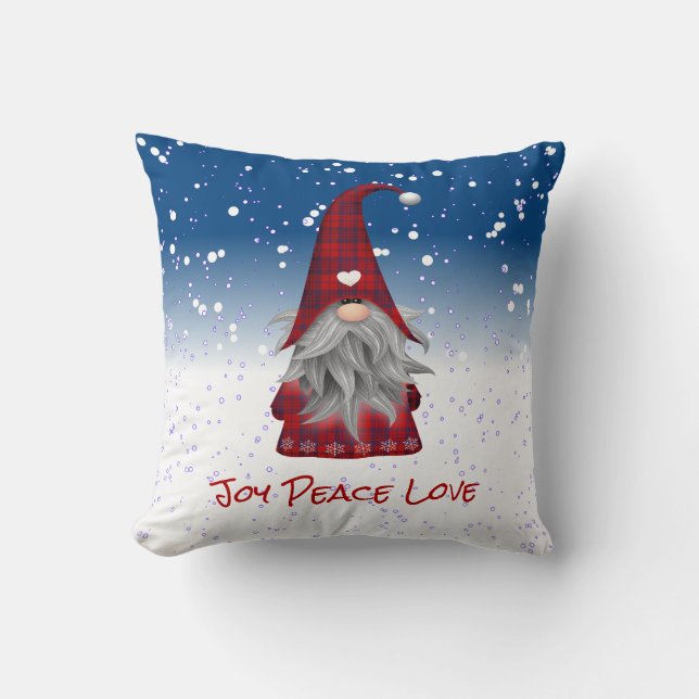 Plaid Gnome Throw Pillow (Front)